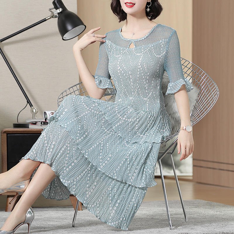 Women Pleated Lace Women Tidal Fashion New High Quality Embroidered Dress