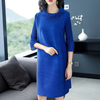 Women Pleated Autumn Fashion New Solid Color Lady Elegant Popular Loose One Piece Dress