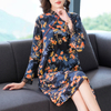 Fashion Vintage Print Large-size Pleated Dress Autumn New Style Women's Dress