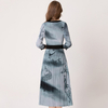 Women Ink Painting Summer Dress V Collar Fashion New Pleated Dress