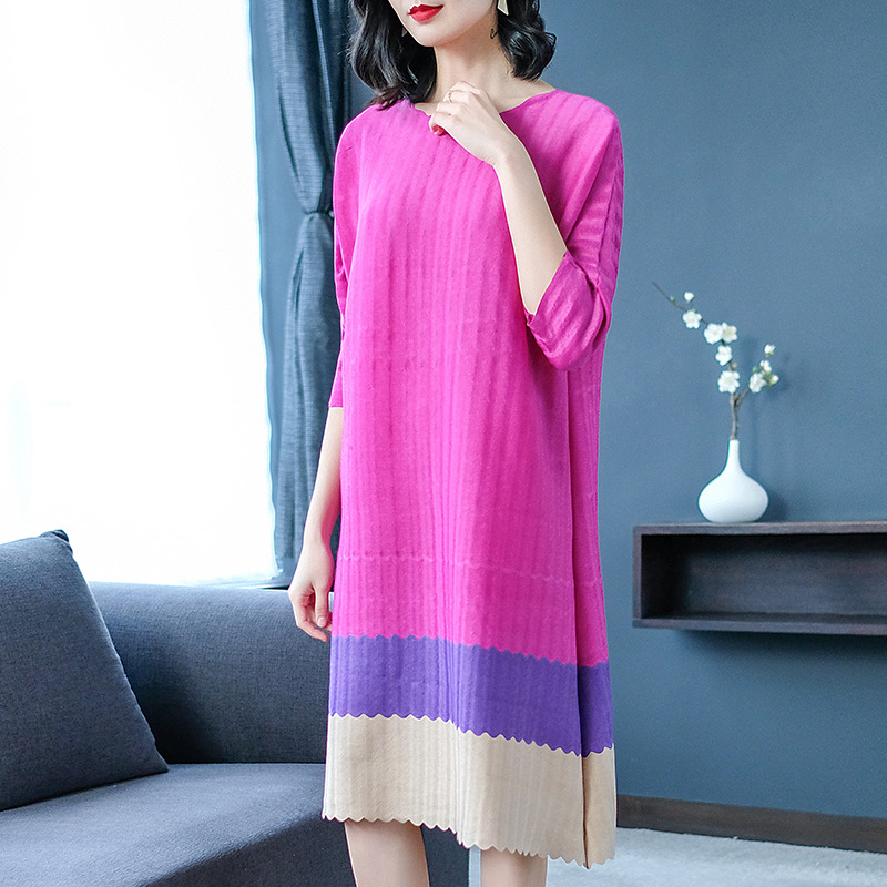Women Fashion Printed New Spring Dress Large Loose Pleated Dress