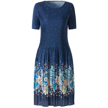 Women Pleated Spring Summer Temperament Comfortable A-line Dress Printing Fashion Dress