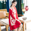 Loose Large Red Foreign Dress New Women's Fashion Print Beaded Pleated Dress Spring 2020