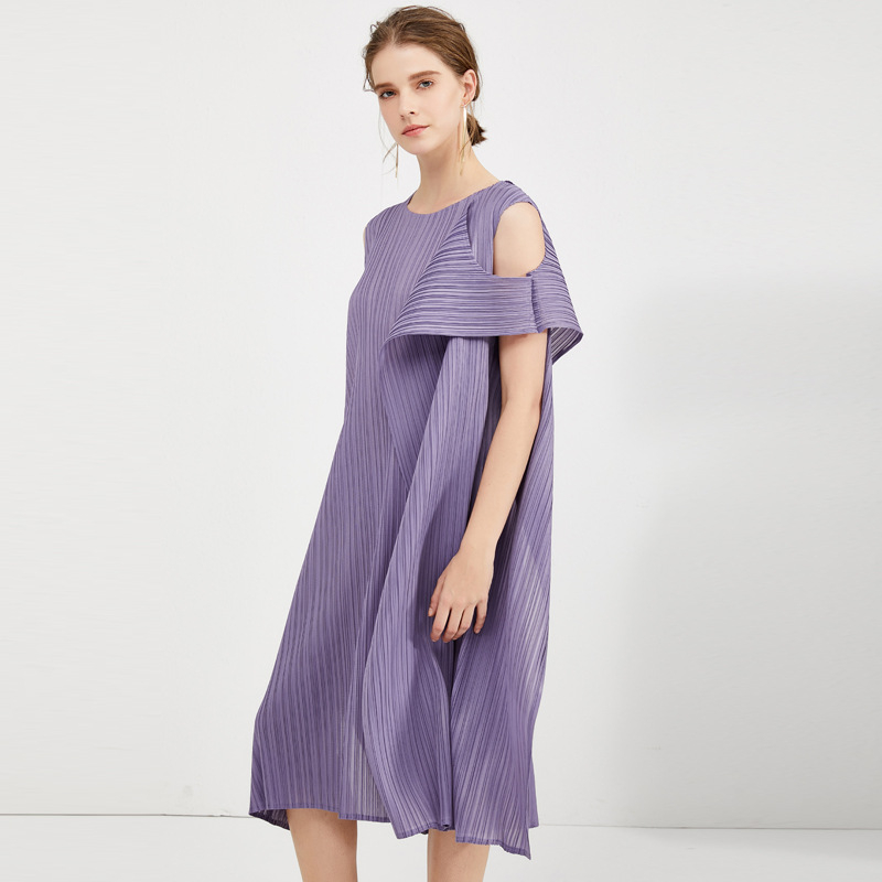 Early Spring 2020 New Irregular Fake Two Piece Dress Temperament Women Pleated Dress