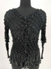 European Fashion Long Sleeved Loose pleated Formal V-neck Button Full Women's Shirt