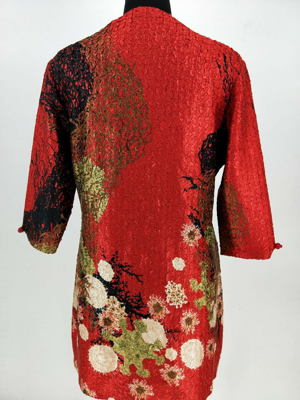 Chinese Style Casual Wrinkle Old Mothers Straight Knee-length Mandarin Collar Spring Dress