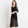Autumn Women New Arrival Pleated Print Lady Elegant Fashion Loose Long One Piece Dress