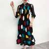 Women Polka Dot Dress Spring 2020 Pleated Bow Large Pleated Dress
