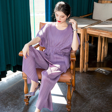 Women Large Two Piece Clothing Sets 2020 Spring New Bat Sleeve T-shirt Loose Wide Leg Pants