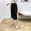2020 New Pleated 7-point Pants Women's Loose Large Elastic Waist Wide Leg Trousers