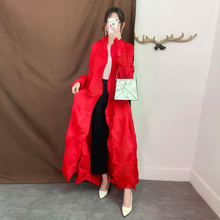 Autumn Women Pleated Fashion New Tidal Long Jacket Coat