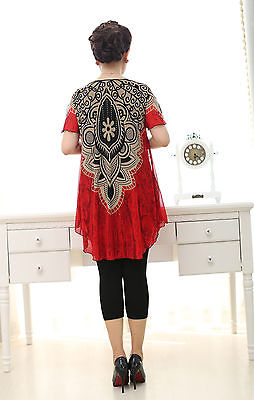 Womens Fashion T-shirts Knit print short sleeve Ladies skirts 01