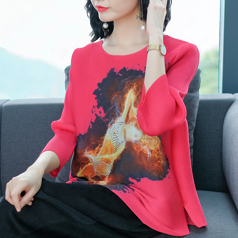 Spring Women Fashion New Tidal Loose Pleated Tops Shirts