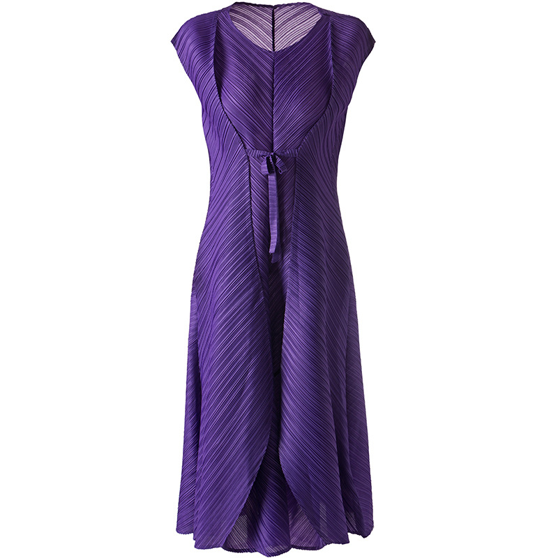 Fashion New Spring Summer Big Size Pleated Short Sleeves Dresses
