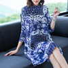 Aututmn Women Pleated Fashion New Tidal Loose Big Size Popular Lady Print Dress