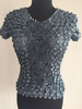 Women Elastic Popcorn Tops short Sleeves Shirts Coin shirts
