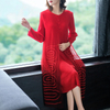 Women Fashion Fake Two Pieces Embroidery Dress Autumn 2019 Mesh Splicing Loose Large Dress