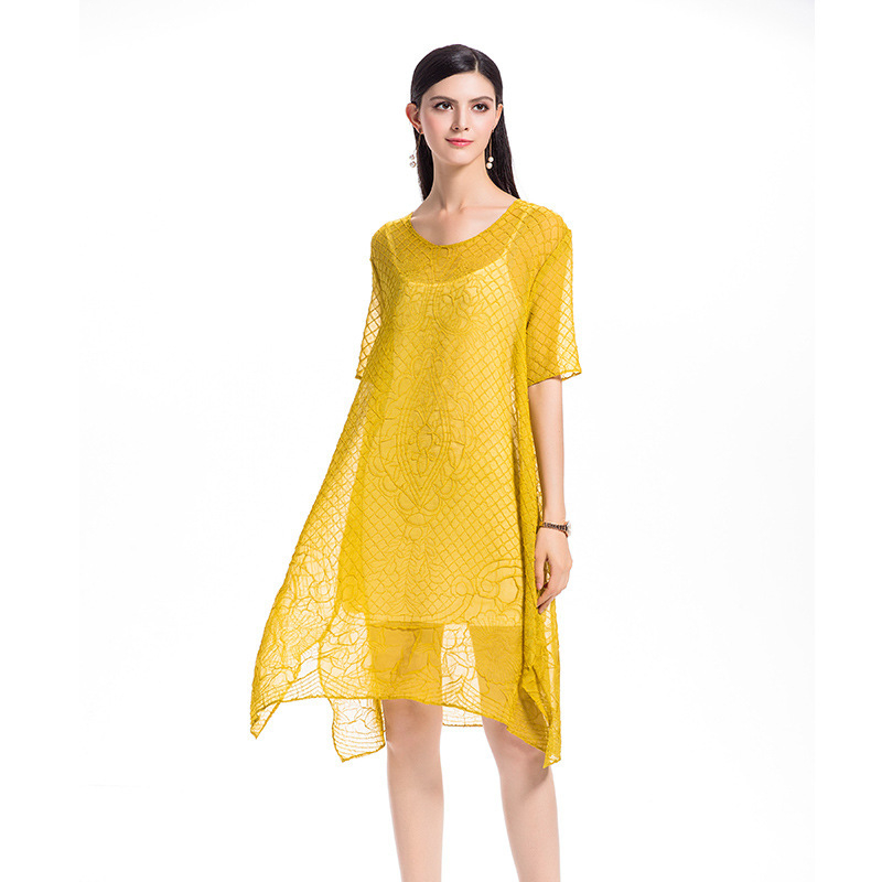 Women Pleats Loose Tidal Big Size High-end Ladies Chiffon Dress