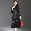 Woman Ol Flower Middle Age A-line Floral Appliques O-neck Spring Dress
