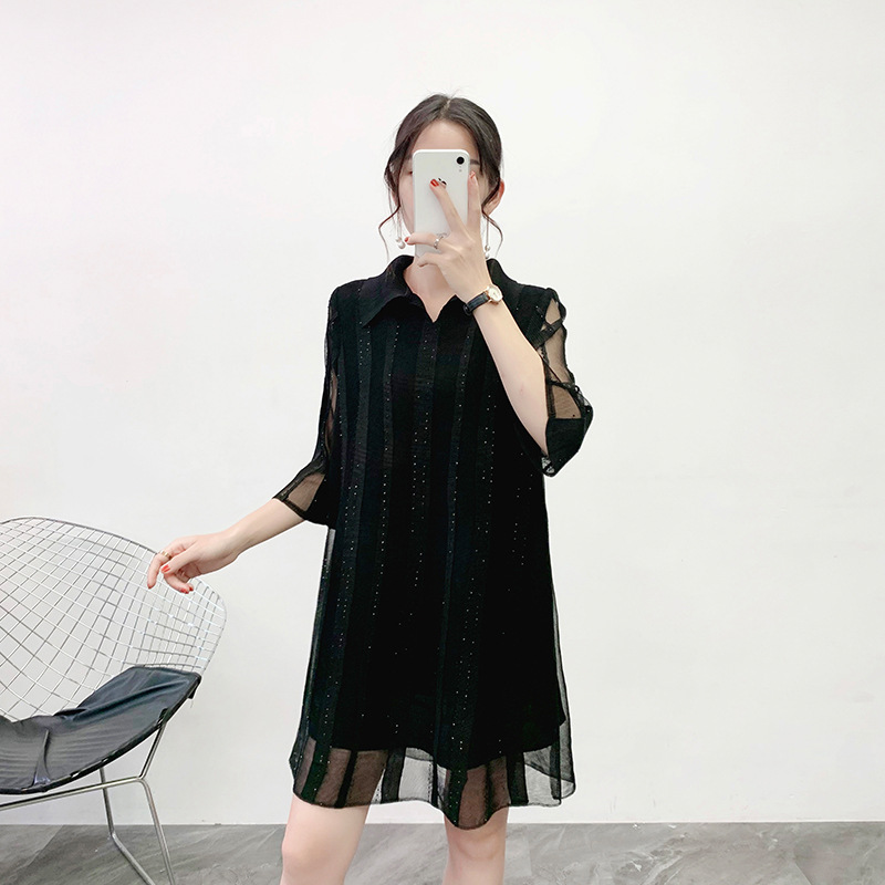 Pleated 2019 Winter New Large Women's Temperament Loose Big Size Dress