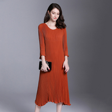 Autumn Winter Women Pleated Dress Loose Big Size Tidal Dress