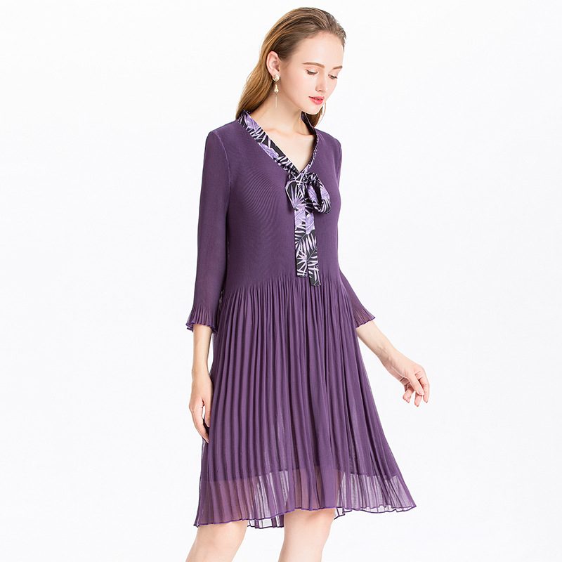 Women Pleated Solid Color Delicate Spring Summer Fashion Short Dress