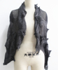 Casual Full Short Solid Ruffled Collar Open Stitch Batwing Sleeve cape