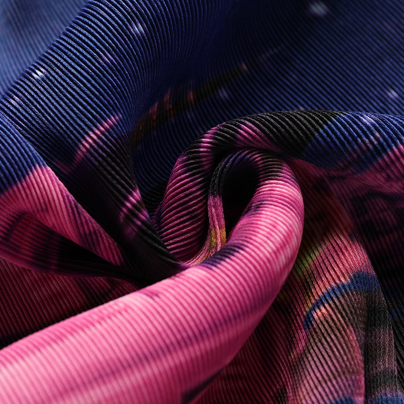 Castle Digital Printed Pleated Big Size Loose Casual Fashion New Dress