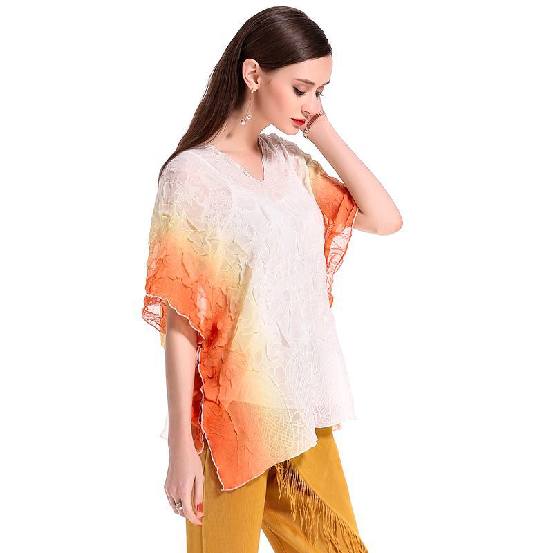 Women Pleat Chiffon Fashion Original Plus Size Summer Tops Girl Shirts