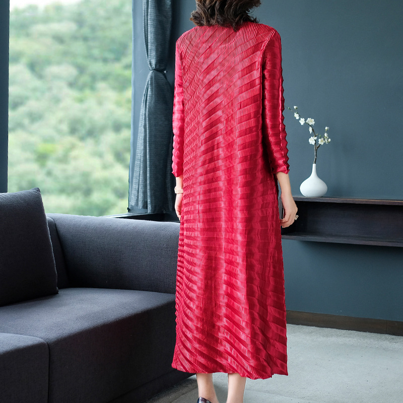 Pleated Large Dress New Long Sleeve Loose Belly Covered Dress In Autumn 2019