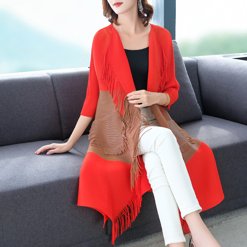 Autumn Women Pleated Fashion New Jacket Tassels Big Size Coats
