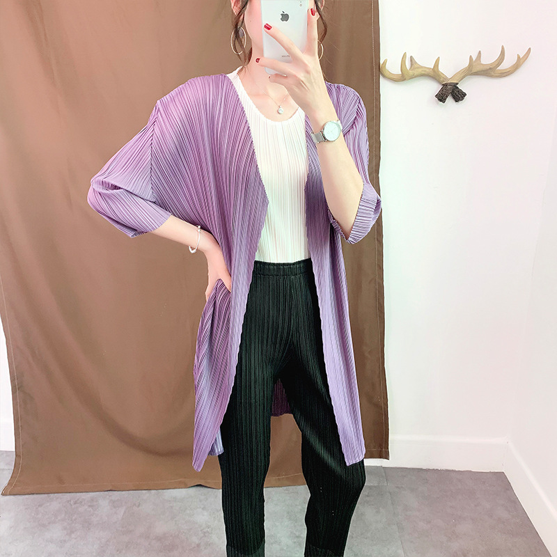 Autumn Women Pleated Jacket Loose Solid Color Fashion Coat