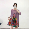 Pleated Large Print Dress 2020 Spring New Women's Loose Pleated A-line Dress