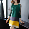 Women Summer Fashion New Pleats Lace Elegant Lady Casual Patchwork One-piece Dress