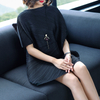 Loose Size Spring Summer 2019 New Fashionable Casual Bat Sleeve Pure Color Dresses