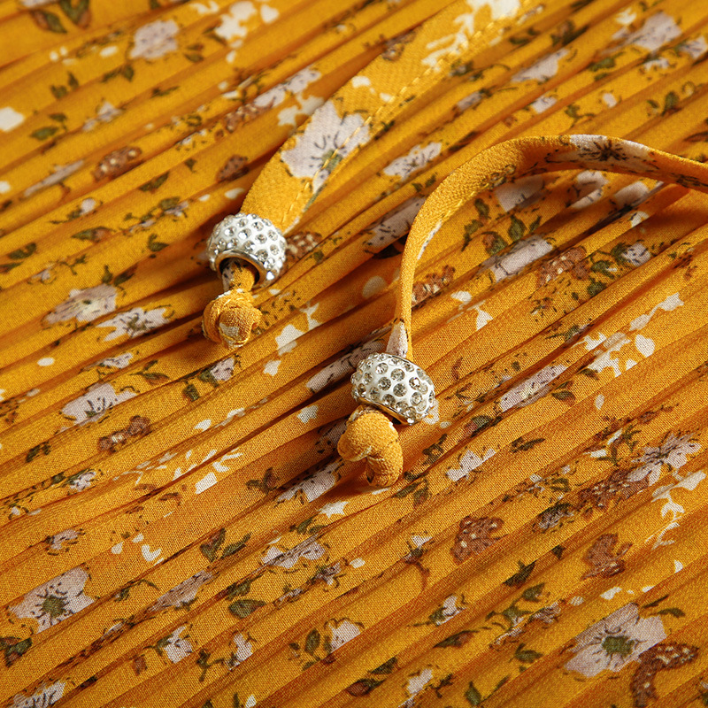 Chiffon Spring Summer Women Pleated Fashion New Tidal Print Dresses