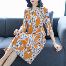 French Vintage Print Dress Pleats Lady Elegant Big Size Fashion Tidal Dress