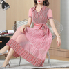 Striped Printed Dress Summer 2019 New Short Sleeve Fashion New Tidal Pleated Dresses