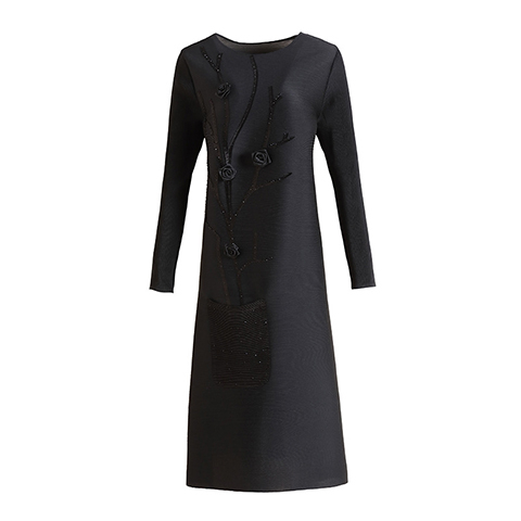 High End Foreign Style Pleated Small Black Dress Spring Dress 2021 New Women's Loose Plus Size A-line Pleated Dress