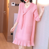 Lady's Loose A-line Fake Two-piece Dress Spring 2021 New Women's Pleated Dress