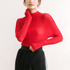 Long Sleeve T-shirt Women's Spring Summer Perspective Sexy Base Shirts High Collar Pleated Top
