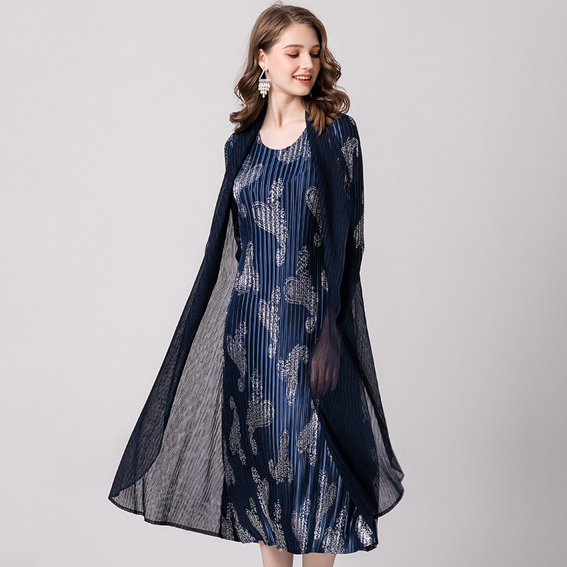 Fake Two Dresses Wrinkle New Style Boutique Spring Autumn Fashion New Tidal Popular Dresses