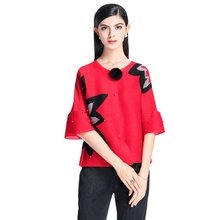 New Crimp Bead Sleeve Cardigan Jacket All-match Spring Fashion Boutique Ladies Flare Sleeve Tops Shirts