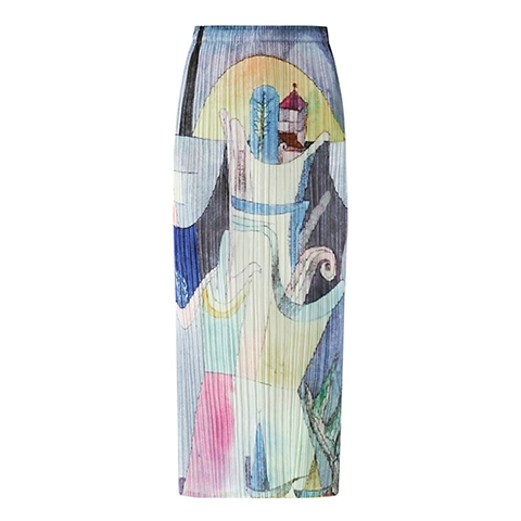 Pleated Print Skirt Autumn 2020 New A-line Skirt Temperament Casual Long Skirt