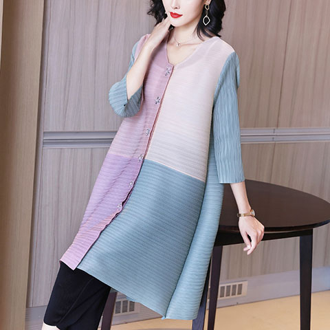High End Foreign Style Age Reducing Plus Size Pleated Dress Spring Dress