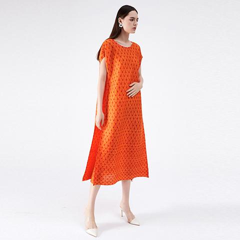 New Fashion New Dot Print Dress Midi Pleated Dress