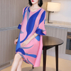 Plus Size Print Dress Spring 2021 New Women's Loose A-line Pleated Dress