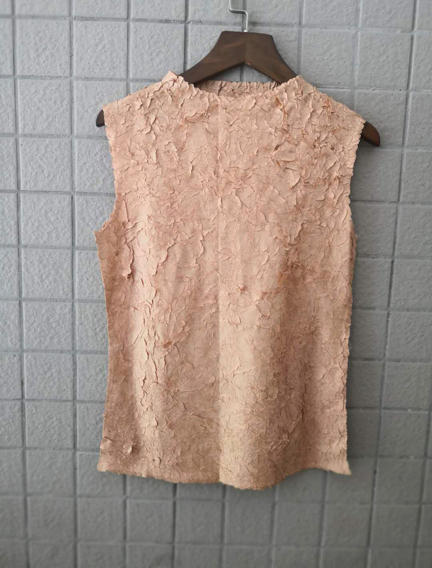 Summer Women Crinkled Office Lady Satin Fashion Sleeveless O-neck Pullover Tidal Blouses Shirts