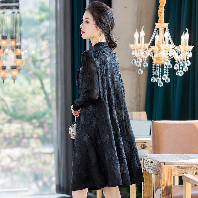 Embroidered Large Dress New Women's Scarf Collar Loose Dress In Early Spring 2020