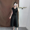 Women Summer Fashion New Pleated Loose Big Sized Belt Tidal Dress